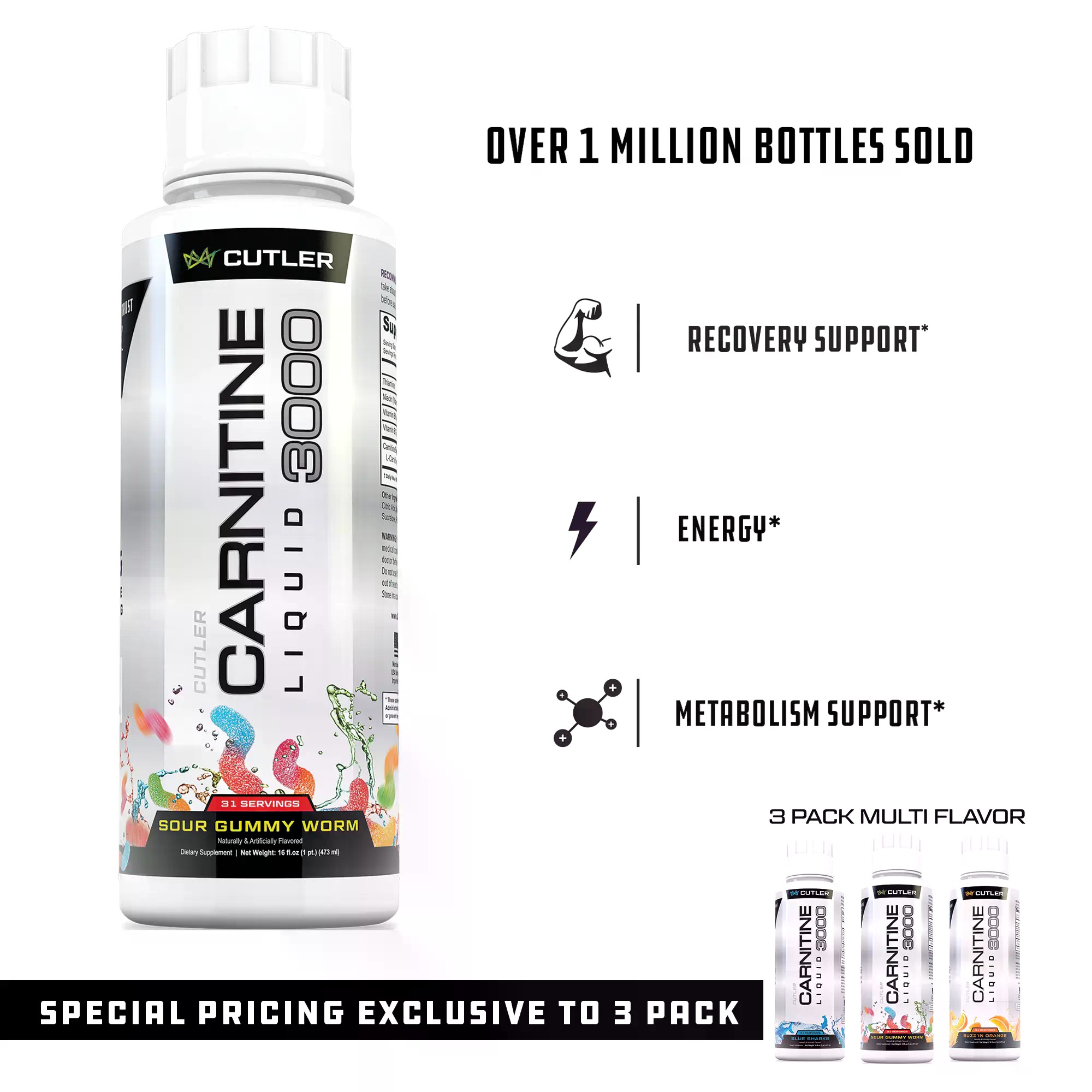 Fitness Nutrition Energy - Cutler Nutrition Vloeibare Carnitine 3000 voor