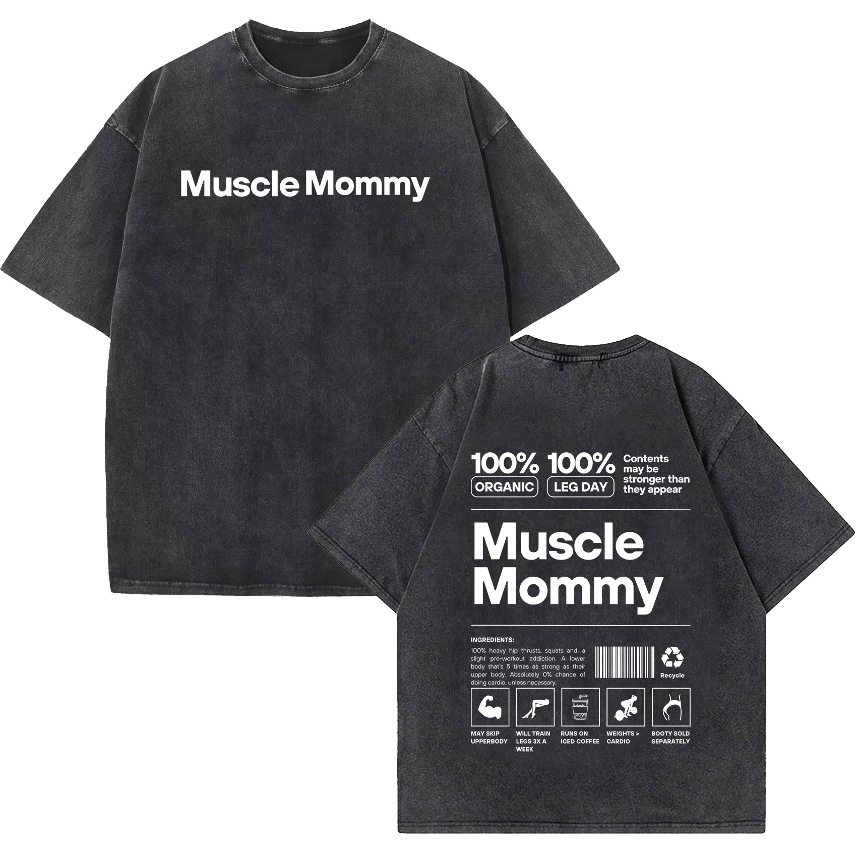 Nutrition For Fitness And Sports - Vintage acid-gewassen distressed T-shirt met korte