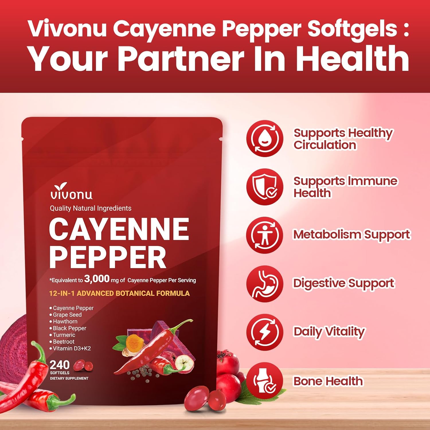 VivoNu Cayenne Pepper Softgels - Vitamin D3 K2 Drop recensie en prijs
